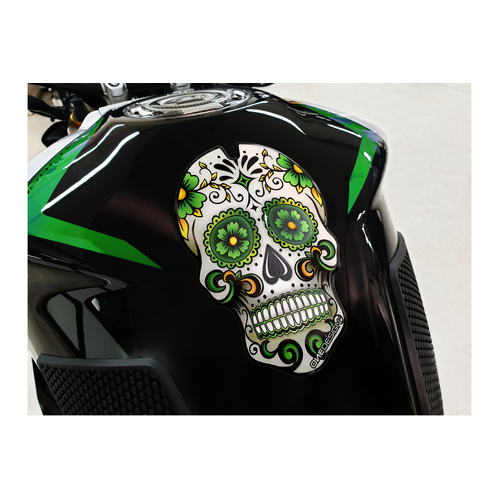 Puig TANK PAD SKULL C/GREEN