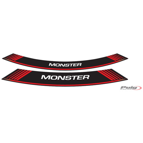 Puig KIT 8 RIM STRIPS MONSTER C/RED