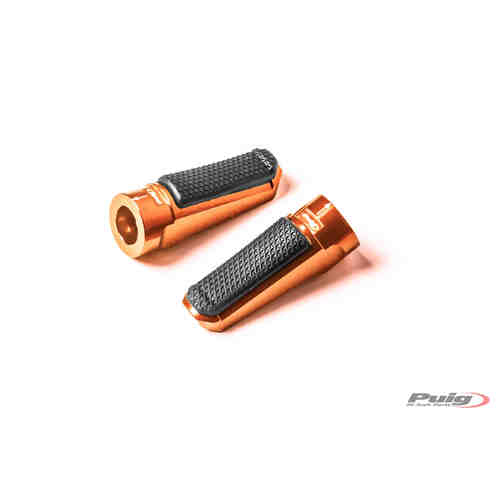 Puig FOOTPEGS RACING+RUBBER RIG/LEFT C/ORANGE