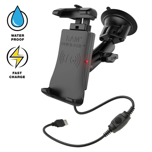 RAM-B-166-UN14W-1 - RAM QUICK-GRIP 15W WIRELESS WITH SUCTION CUP MOUNT 