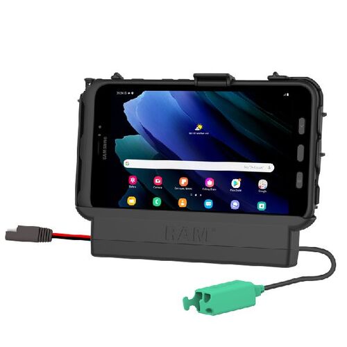 RAM-HOL-SAM61PD2U - UNPKD EZ-ROLL'R DOCK POWER & DATA W/ 2 USB-A FEMALE SOCKETS FOR SAMSUNG TAB ACTIVE2 & TAB ACTIVE3 W/ SPEAKER BOX