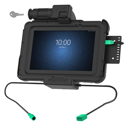 RAM-HOL-ZE10PDKLU - RAM POWER & DATA SPRING LOADED KEYED LOCK CRADLE FOR ZEBRA ET5X 8.3" SERIES TABLETS